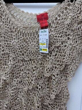 Cristina Open Knit Crochet Top in Gold
